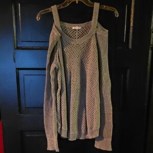 Maurices Olive Green Cold Shoulder Knit Top